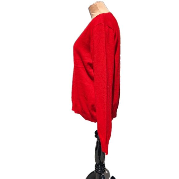 Yang Rong Jing Pin Women's XXL Red Cashmere Sweater V-neck Pullover Soft Luxury - Picture 4 of 7